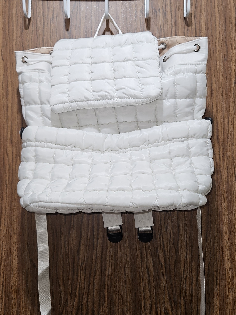Accessorize White Quilted Puffer Backpack